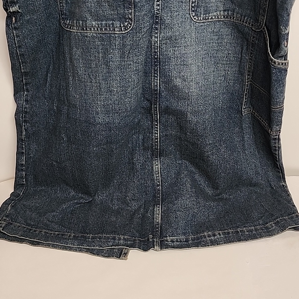 Cotton On Logan Blue Denim Overall Dress w/Front Slit Sz 12US Country Minimalist - Picture 9 of 13